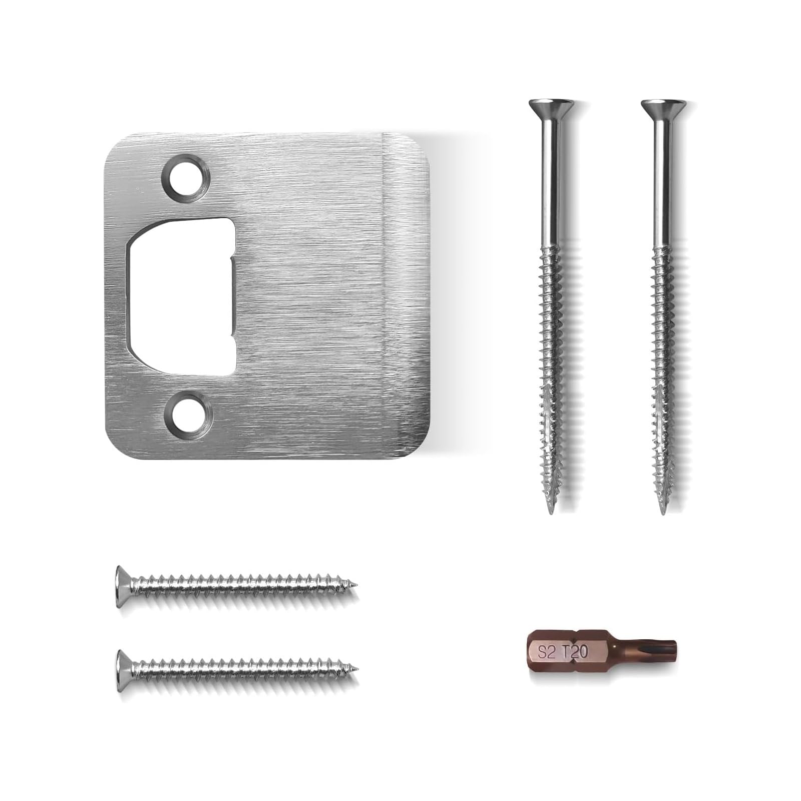 Kalttoy Silver Security Reinforcement Guide Plate For Latches Repair Stainless Steel Door Strikes Plate