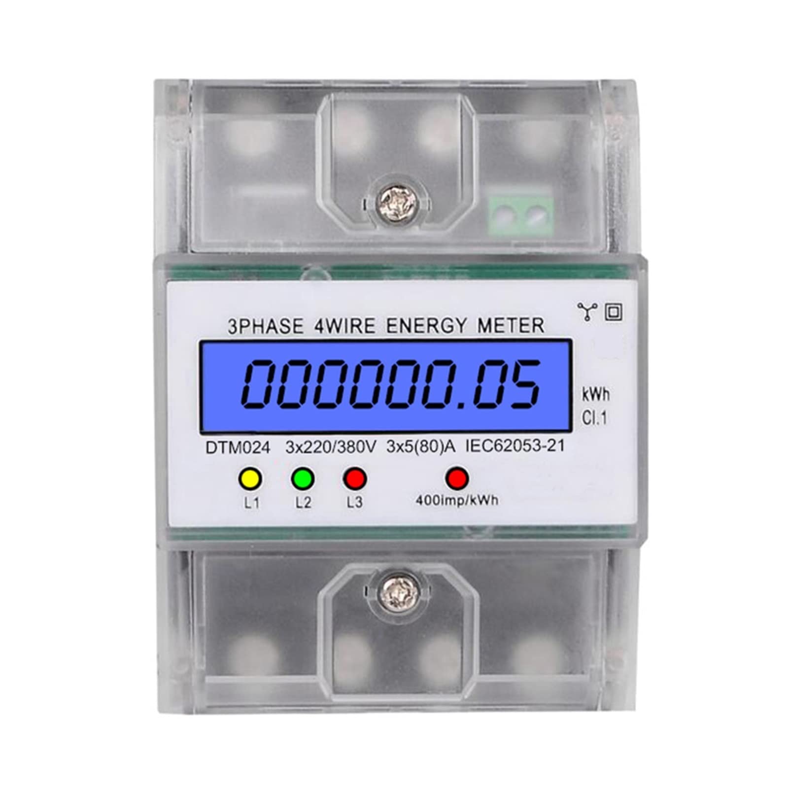 Monitor energii 3-fazowy 4-przewodowy miernik energii 5-80A Zużycie energii Miernik kWh Instalacja szyny DIN Cyfrowy miernik energii elektrycznej (kolor: przezroczysty wewnętrzny6out10, rozmiar: Typ)