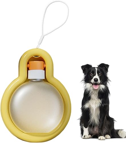 Dispensador portátil de botella de agua para perros, cuenco plegable para botellas de agua para perros de 17 onzas (amarillo, 16.9 onzas)