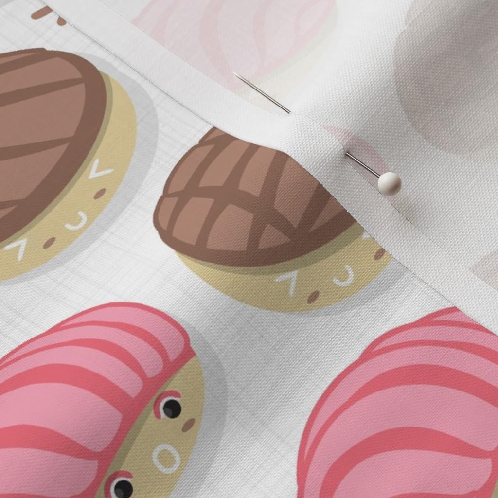 Spoonflower Fabric - Kawaii Mexican Small Scale White Background Pink & Brown Shells Food Printed on Petal Signature Cotton Fabric by The Yard - Sewing Quilting Apparel Crafts Decor