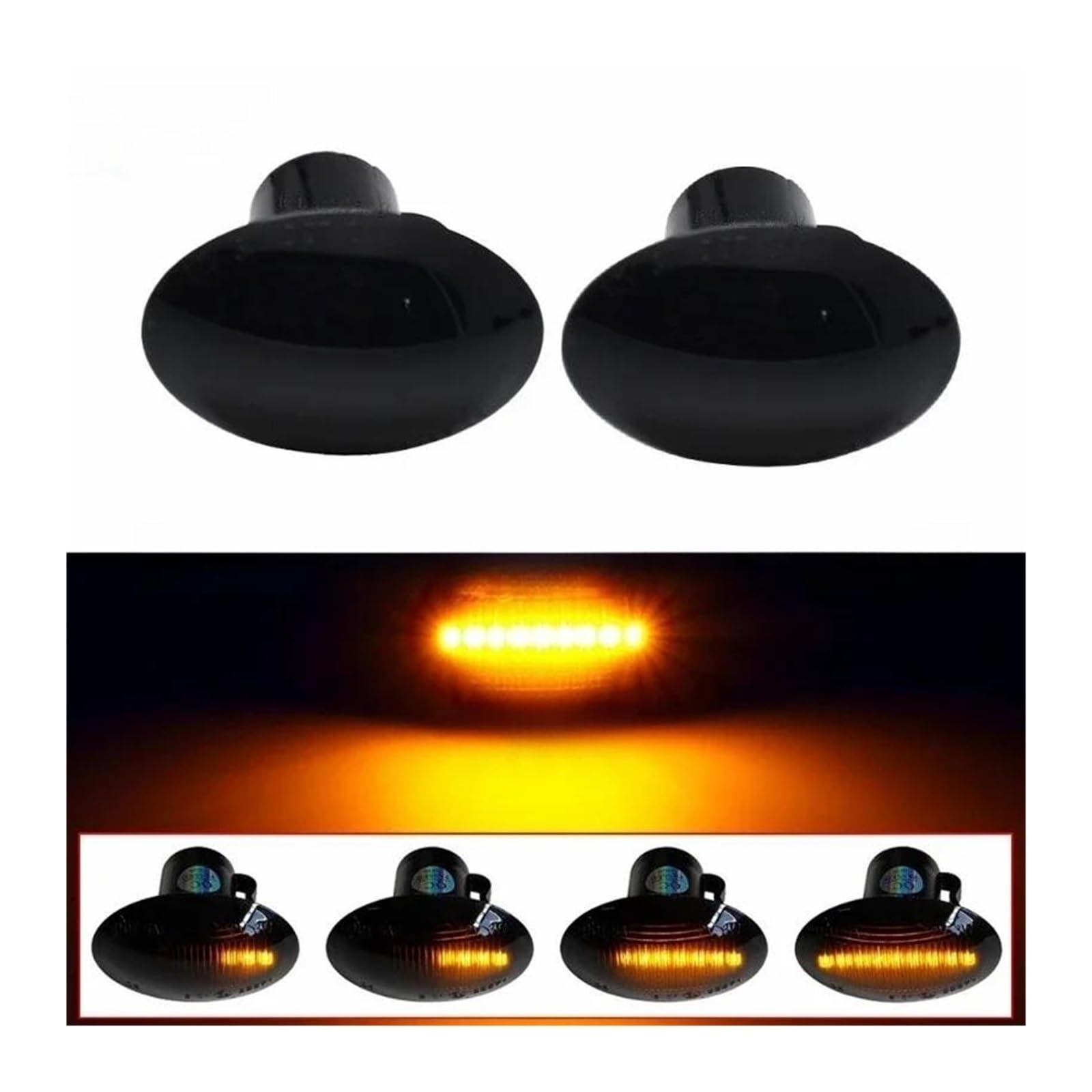 Indicatori direzione dinamici Per Mitsubishi Per Canter V-Type 2005-2012 Luci Luci Posizione Laterali Indicatori Direzione LED Lampade Dinamiche T10 2(Smoked Black 1pair)