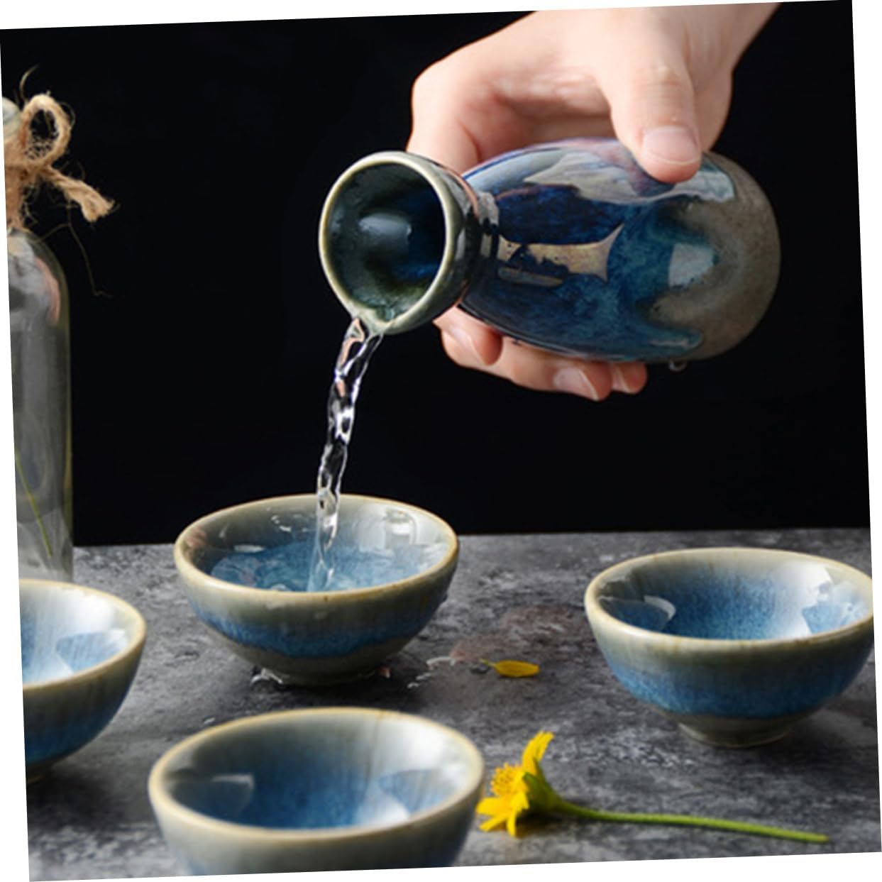 Ceramic Sake Serving Pot and Japanese Wine Cup Set Xmas