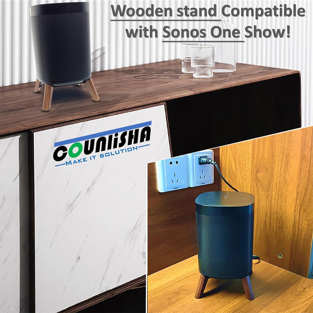 Houten luidspreker bureaustandaard voor Sonos One, One SL, Play 1 Speaker Stand Desktop Tafelstandaard Houder met Anti-Slip Pad voor Sonos Speakers, Zwart