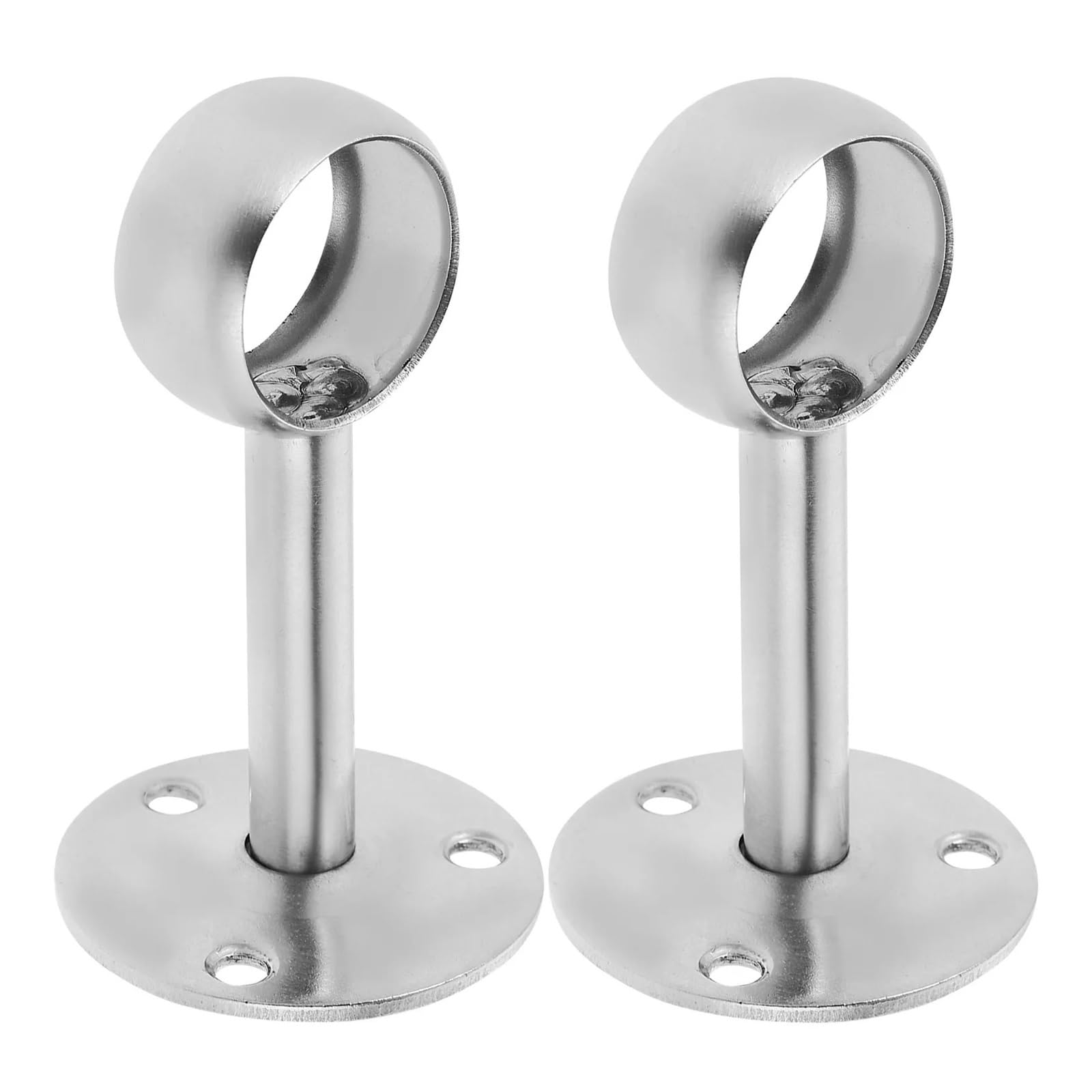 Gbrcen Curtain Rod Brackets 4Pcs Rust Proof Stainless Steel Closet Rod Bracket Wardrobe Pole Holder Shower Curtain Rod Holder Wall Mount Bathroom Storage