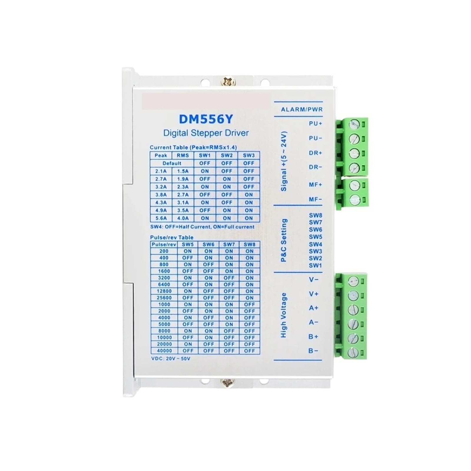 HHB18I Digital Stepper Motor Driver 1.7~5.6A 20-50VDC 2-Phase DM556Y Controller for Nema17 Nema23 Nema24