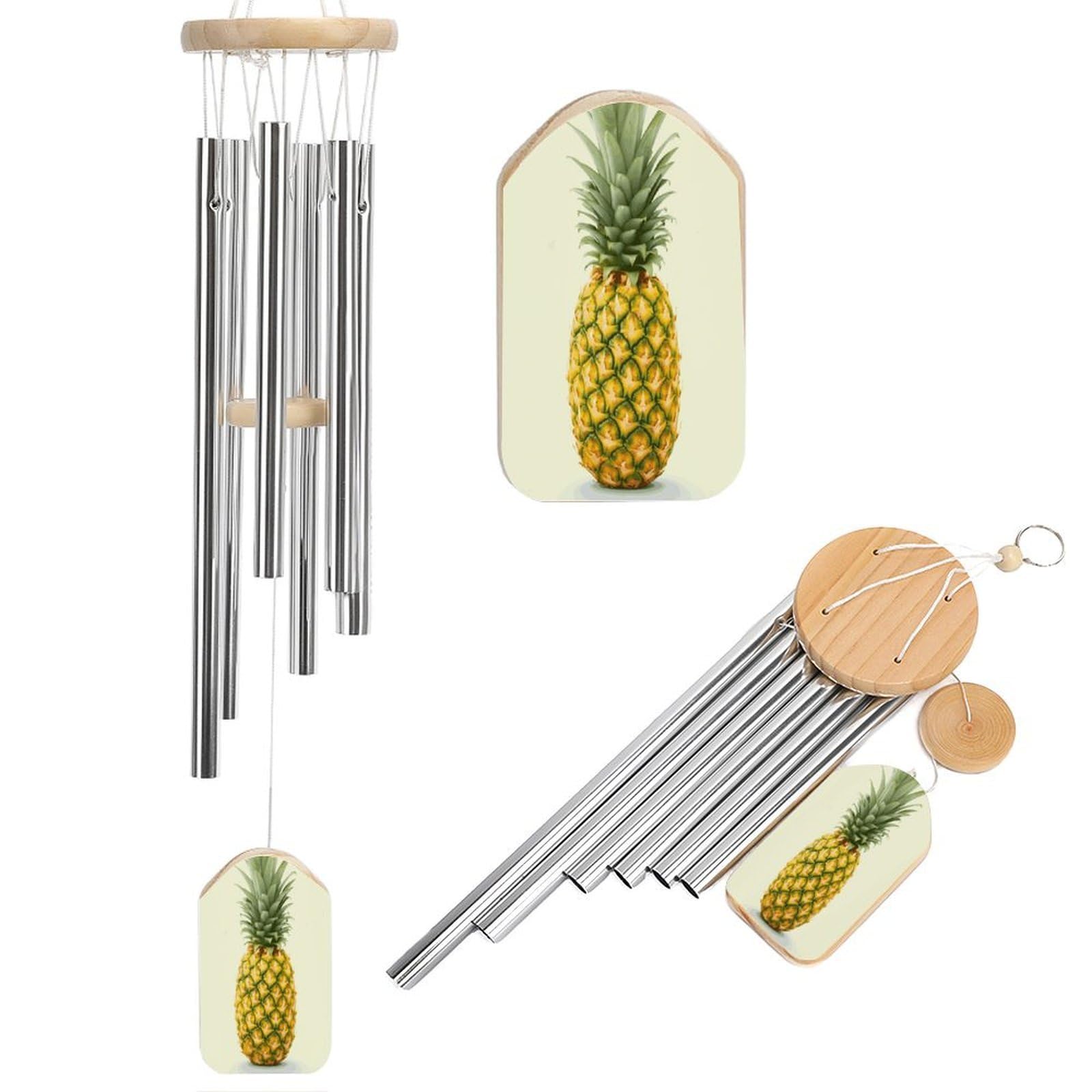 Fekiloot Style Fresh Pineapple Tone Wind Chimes For Outside,Wind Bell With 6 Aluminum Alloy Tubes,Sympathy Wind Chime For Yard/Garden/Patio Decor