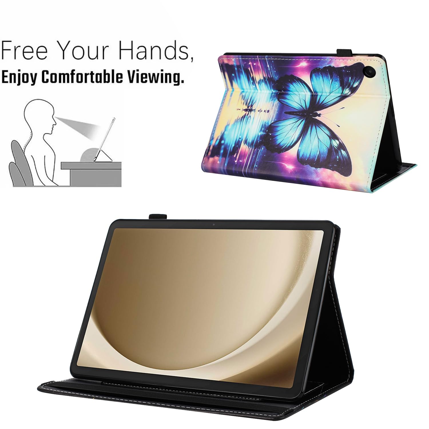 Etui do Samsung Galaxy Tab A11+ 11 cali 2025 SM-X310/SM-X315 LTE/SM-X236 PU skórzany rękaw magnetyczny stojak pokrowiec portfel tablet etui ochronne do Galaxy A11 Plus cień motyl
