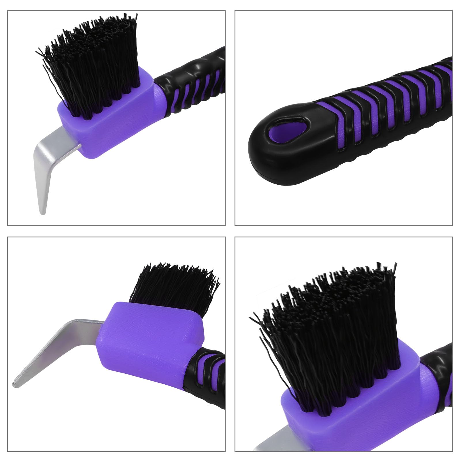 Litoexpe 1 Pcs Horse Hoof Pick Brushes with Soft Touch Rubber Handle, Fine Brush for Goat Donkey and Horse Equestrian Enthusiasts (Purple) - image 4