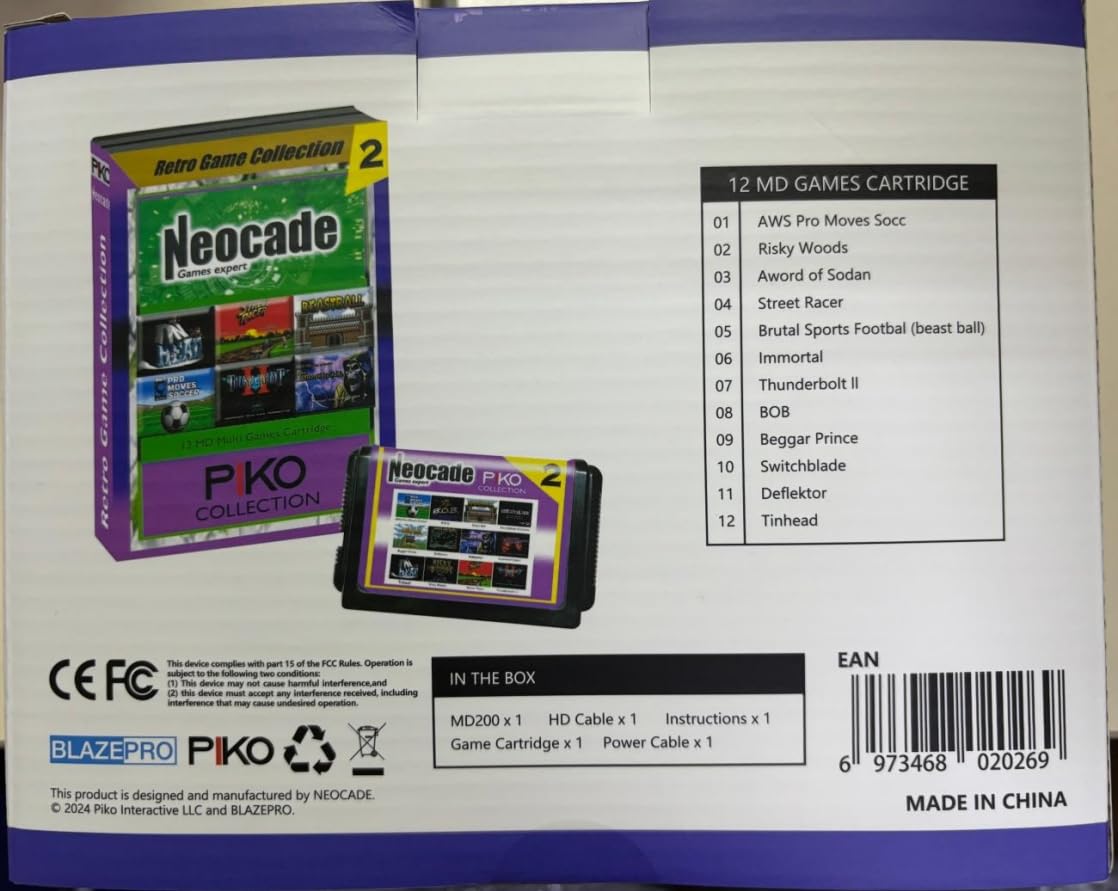 Retro-Spielkonsole für SEGA Mega Drive, Tragbare Pocket-Handheld-Konsole für Genesis MD, 12-1 MD-Spiele-Cartridges und 18 NES Spielen Eingebauten, 3,5" LCD-Bildschirm, 30fps, Auflösung 320x240