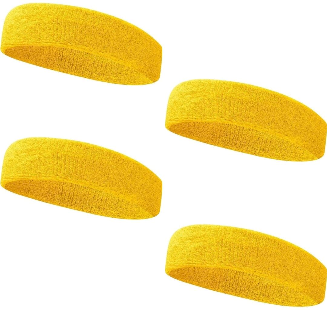 Natani Traders Yellow Athletic Sweat Headband, 17.78 x 5.08 cm (4) | 80% Cotton Blend, Moisture Wicking-image-26