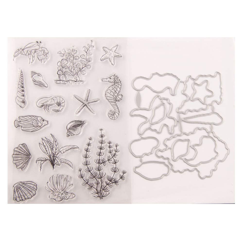 Morze przezroczyste stemple metalowe matryce do cięcia silikonowe tłoczenie szablon do tworzenia kart DIY scrapbooking konik morski muszla dno morskie