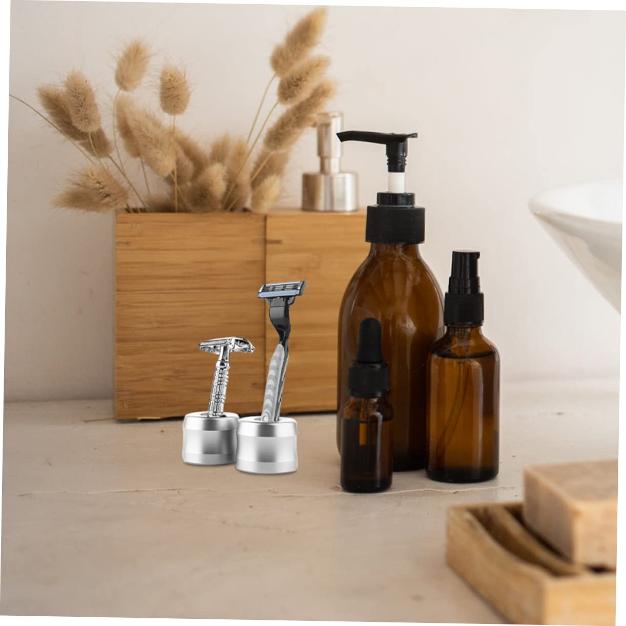 Angoily 3pezzi Supporto Per Rasoio Di Base Stabile e Pratica Per Uomini Design Semplice e Sicuro Perfetta Conservazione Rasoio Facile Da Usare e Manutenere
