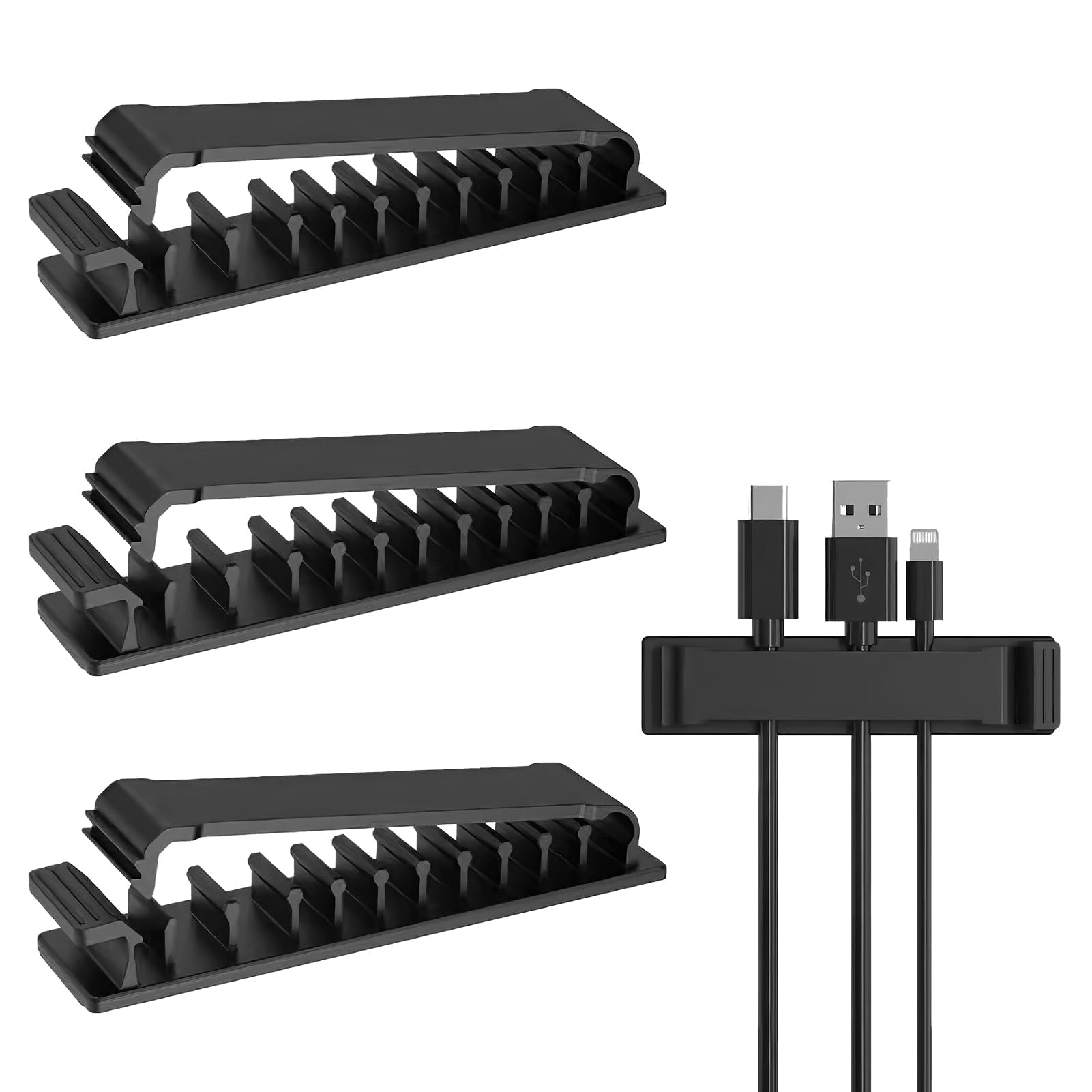 Kabel-Organizer Selbstklebend – 4 Stück, 3 Meter Gesamtlänge – Für Schreibtisch, TV & Mehr