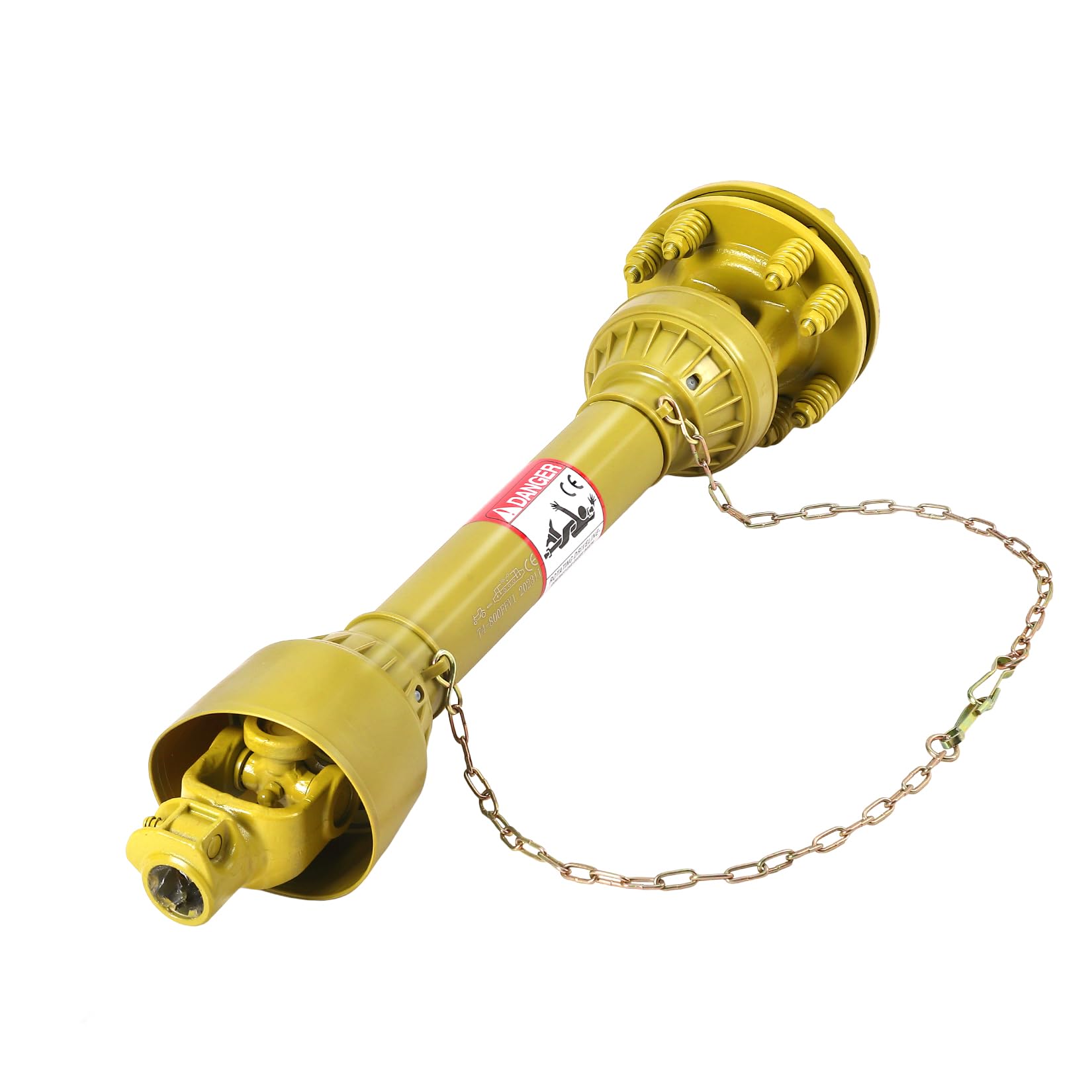 Garvee PTO Antriebswelle Serie 4 mit Rutschkupplung – 1 3/8'' 6-fach Verzahnung beidseitig – Teleskopgröße 31,5–41 Zoll – Gehärteter Stahl – Für Traktor, Mähwerk, Kreiselmäher – Gelb, mit Kupplung