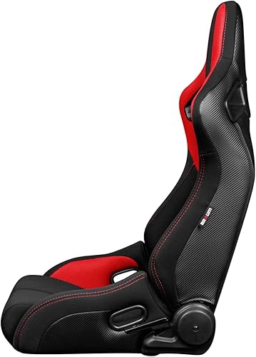 Miniatura 5 de BRAUM - Par de asientos de carreras de cuero sintético rojo serie ELITE-R con costuras negras y ribetes (BRR1R-RDBP)