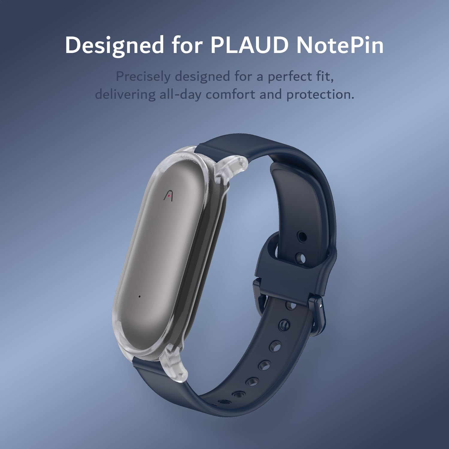 TUDIA PC-Hülle zum Aufstecken mit verlängerter Länge, verstellbares Silikon-Armband für PLAUD NotePin AI-Recorder [für größere Handgelenke], leicht, bequem, tragbar