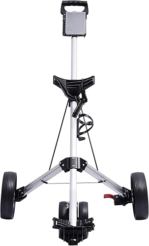 Miniatura 5 de Carrito de golf de empuje, carrito de golf de 3 ruedas, carrito de golf portátil con freno de pie y correas ajustables, un segundo para abrir y