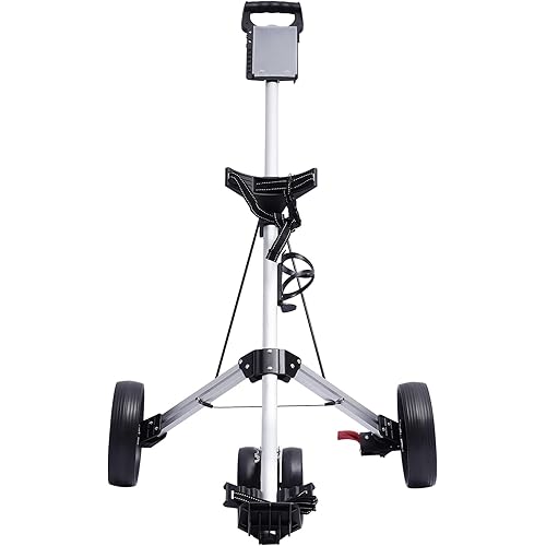 ZH-A028 Lightweight Golf Push Cart, 3 Wheels Folding Golf Push Cart Golf Trolley with Cup Holder, Portable Quick Open Fold Golf Push Cart for Golf Clubs and Golf Bag