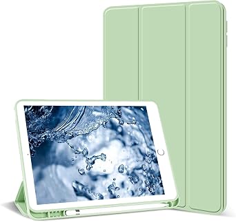 Aoub Case for iPad 6th Generation 2018/iPad 5th Generation 2017 9.7 inch, with Pencil Holder, Auto Sleep/Wake, Soft TPU Back Slim Lightweight Trifold Stand Smart Cover for iPad 6/5 Case- Light Green