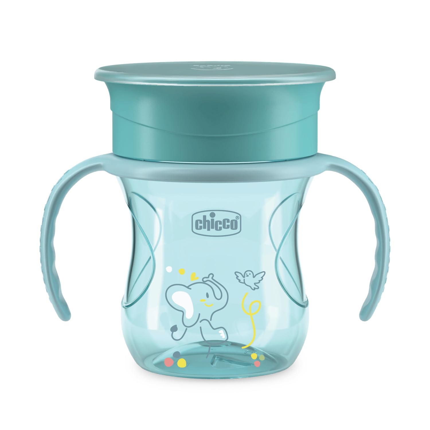 Chicco Perfect Cup Primo Bicchiere per Bambini 200 ml, 1 Tazza Biberon 12+ Mesi per Imparare a Bere, con Membrana in Silicone a 360° e Manici Rimovibili, senza BPA, Azzurro
