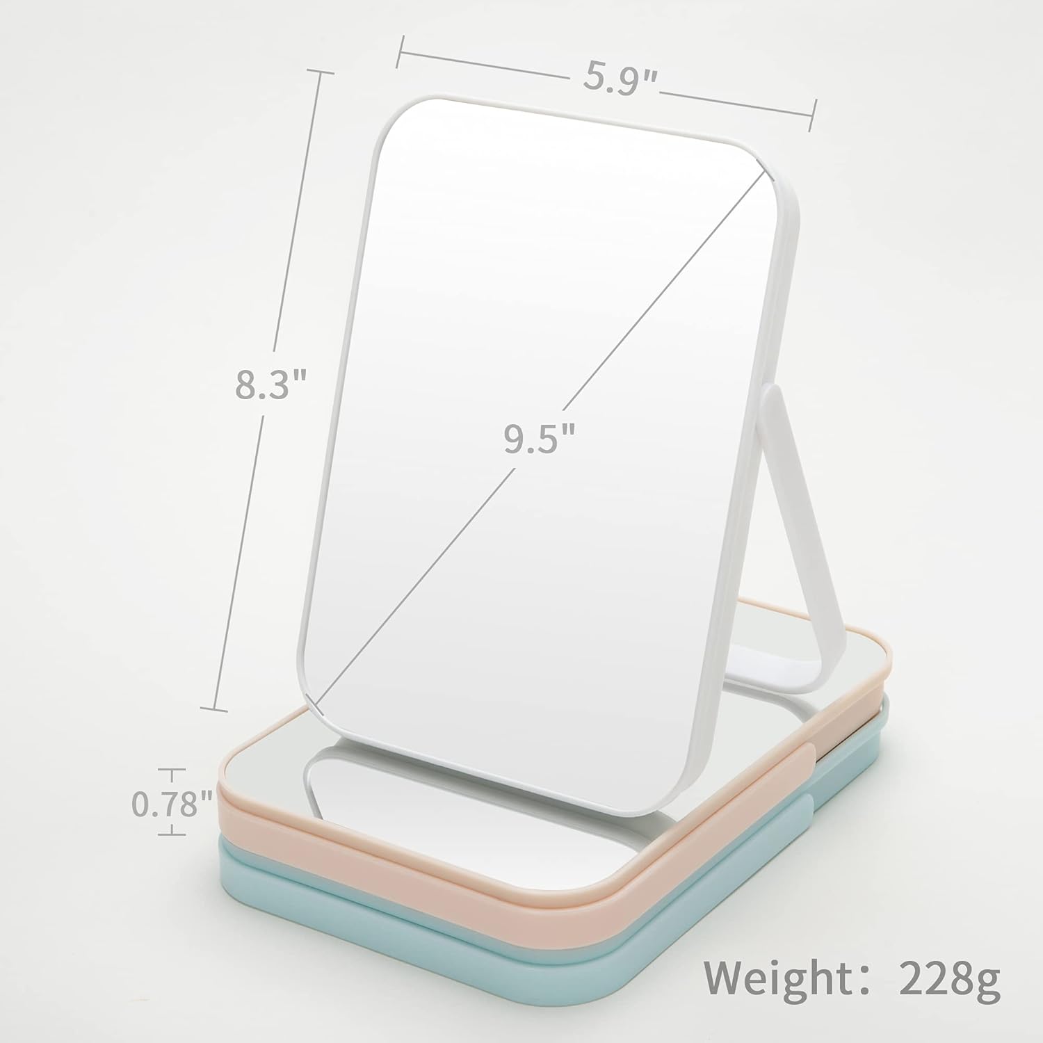SGUTEN Small Table Top Desk Mirrors for Makeup, Portable Travel Makeup Mirror with Stand, 9.5-inch 180°Adjustable Rotation Foldable Mirror, Small Vanity Wall-Mounted Hanging Mirror for Shaving, White : Everything Else
