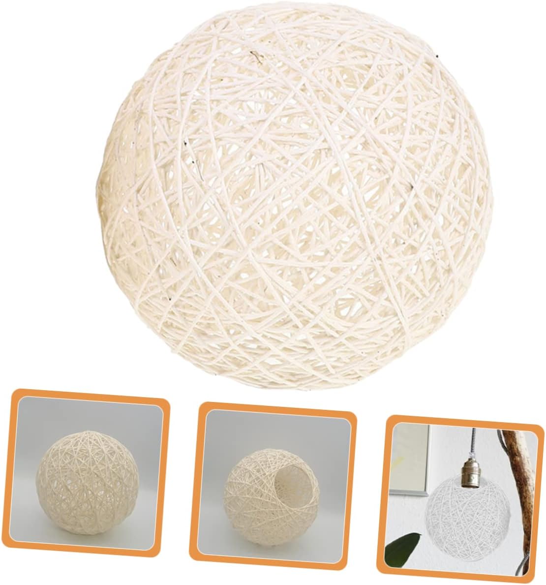 Woven Rattan Lamp Shade Cover for Ceiling Fixtures Elegant Hanging Light Decor for Living Room Bedroom Dining Space Softens Light and Creates Warm Atmosphere