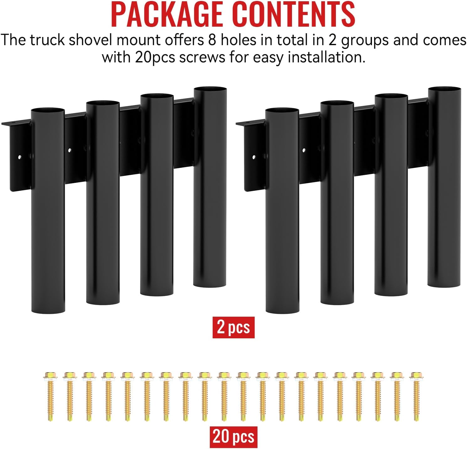 Shovel Holder for Truck 8 Holes Trailer Tool Rack Shovel Mount for Trimmer, Rake, Lawn Tools, Landscape Hand Tools Bed Mount