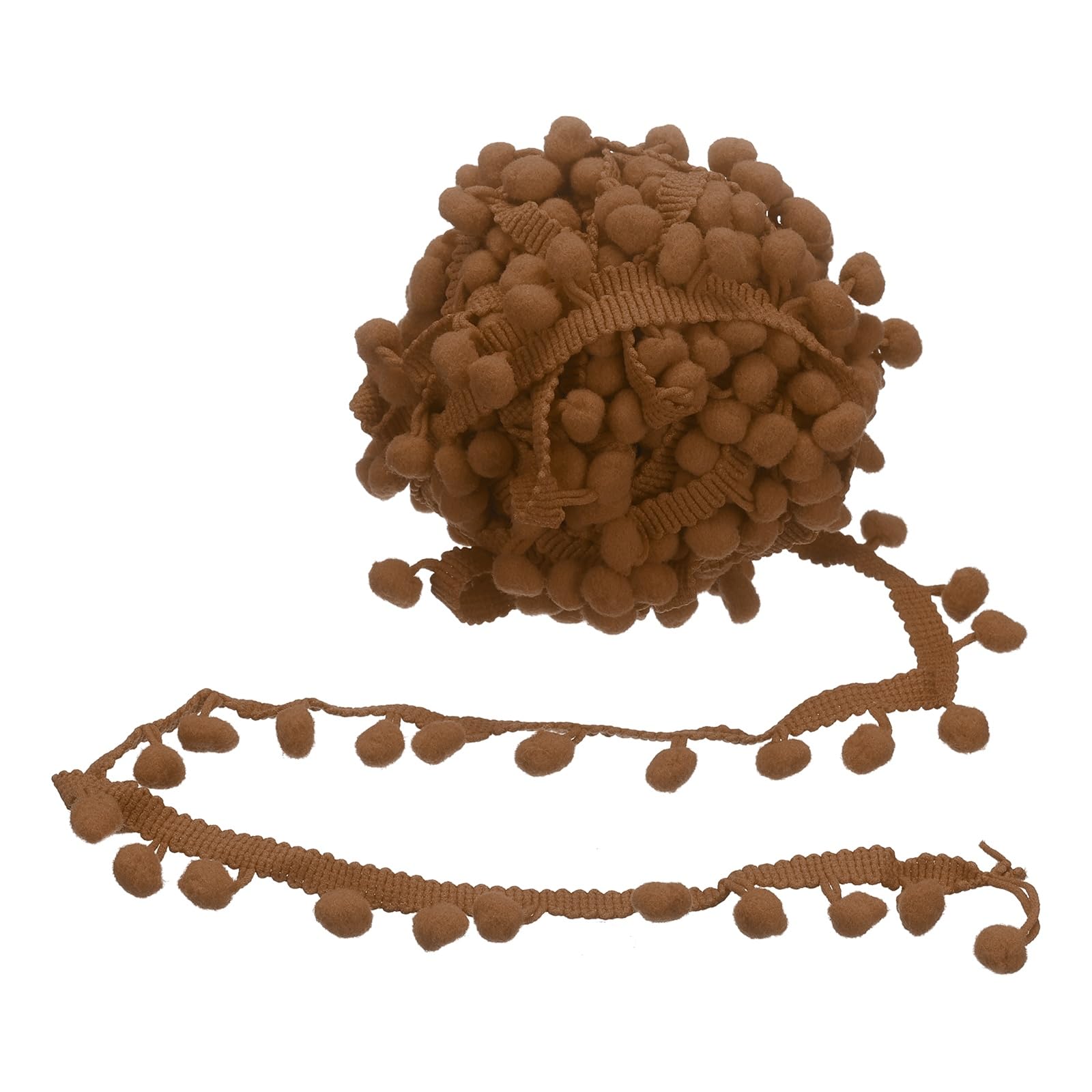 sourcing map 12 Yards Pom Poms Trim 0.39" Wide Pompoms Balls(Red Brown)