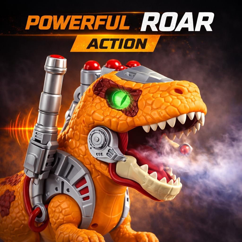 Dinosaur Ride On Push Car for Little Kids, Battery Operated Push & Ride Electric Foot-to-Floor Sliding Rideable Toy Scooter with Music, Light & Smoke for Toddlers