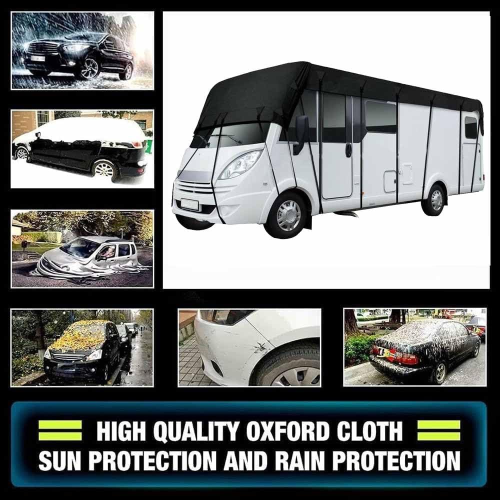 RV Roof Cover - RV Travel Trailer Camper Roof Cover Tarp with Reflective Tape Heavy Duty Waterproof Covers for Class A/B/C Motorhomes(Gray,36x10FT)