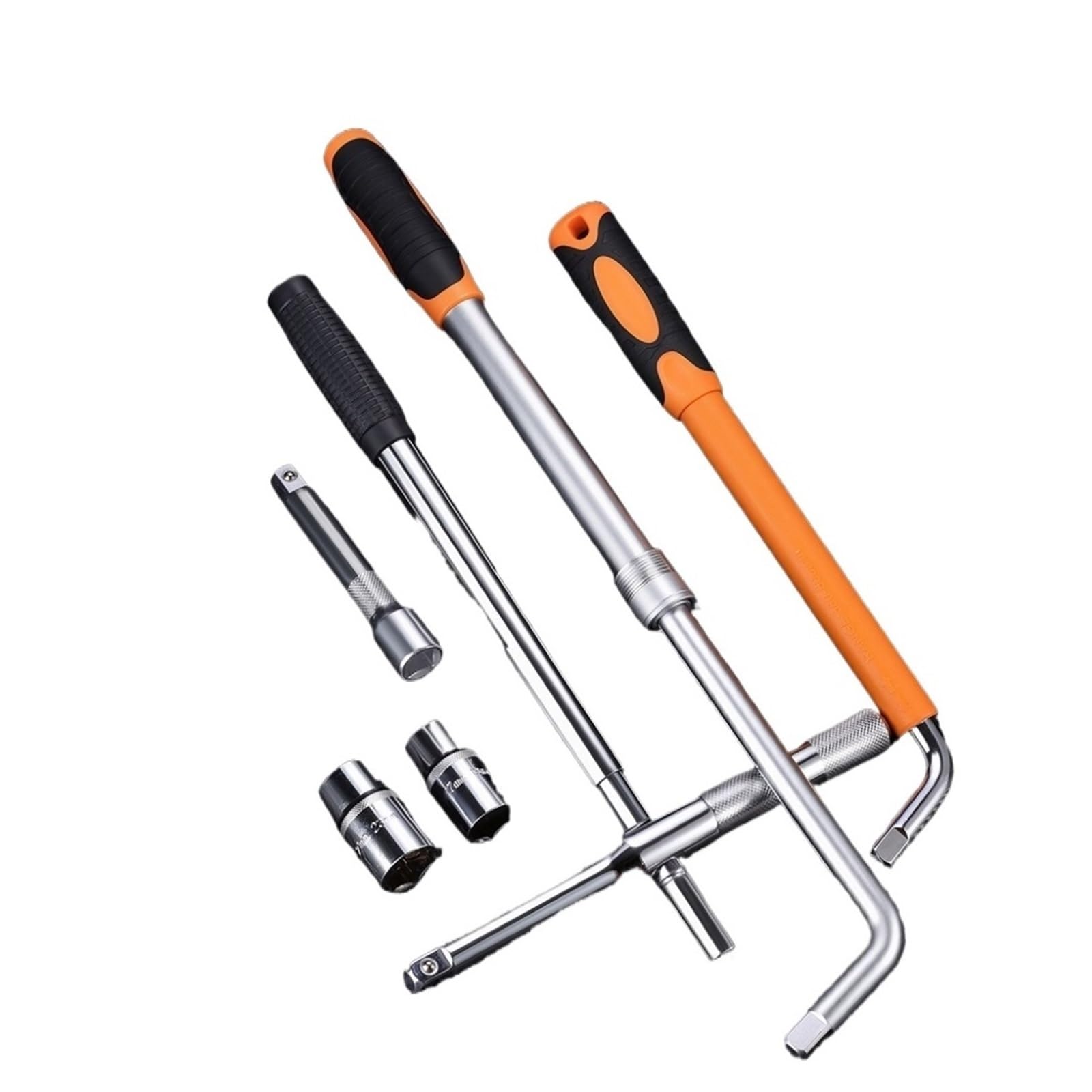 OLAQWENB Extended Lug Telescopic Tire Wrench Adjustable Wheel Nut with Sockets(17mm 19mm 21mm 23mm)(Type A)