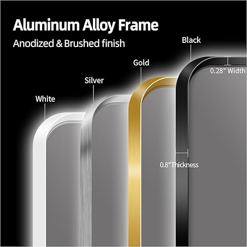 Miniatura 9 de Espejo de baño LED dorado, espejo inteligente de 36 x 28 pulgadas con sensor de movimiento infrarrojo, antiniebla, regulable continuo y ajuste de