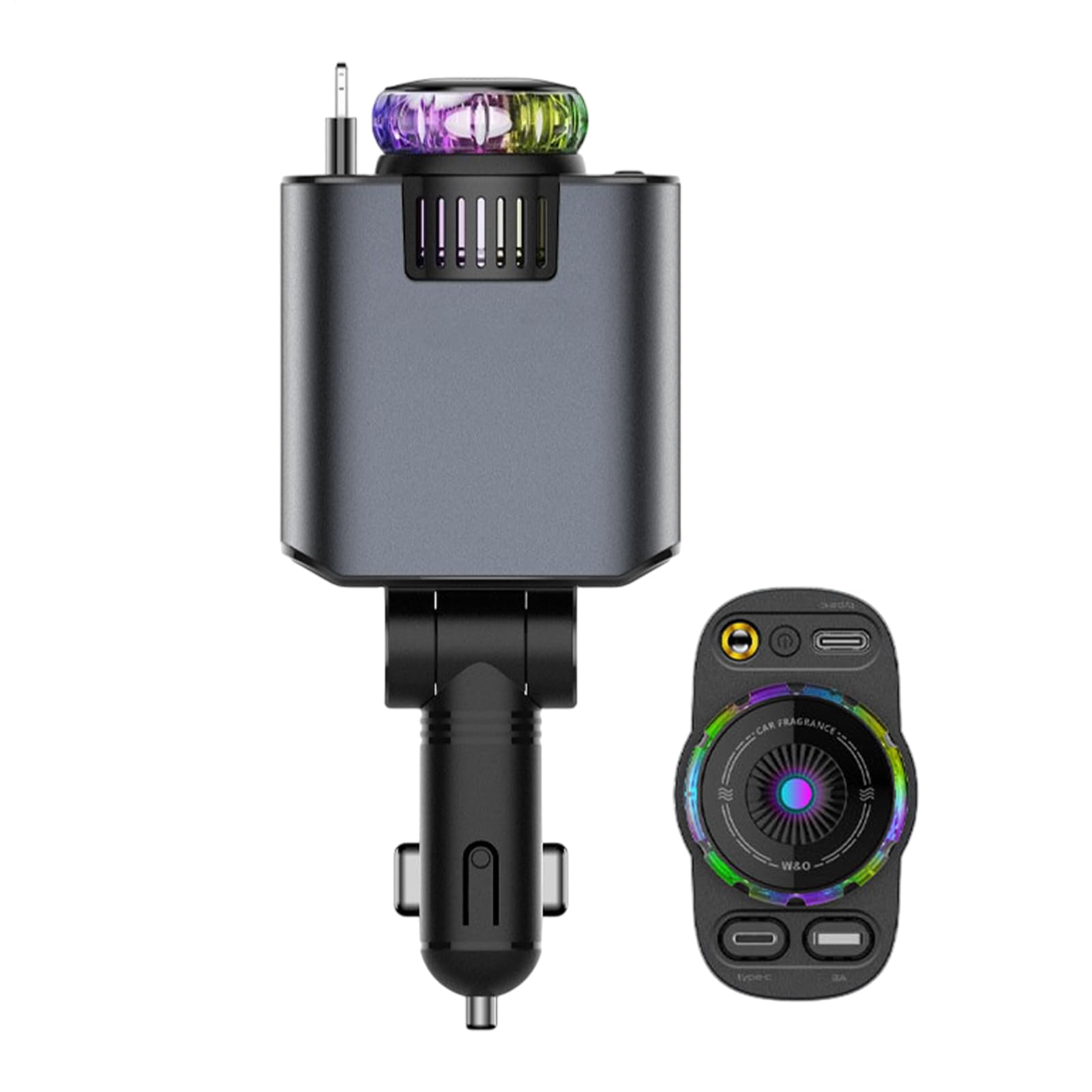 Caricatore per auto, 66 W, caricatore rapido retrattile, adattatore | multifunzione per auto, hub USB Fast Charge, dispositivo con cavo integrato, diffusore per proiettore notturno, per viaggi