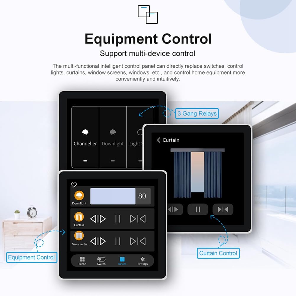 Tuya Smart Home Multiple Zigbee Smart Home Panel de Control Panel de Interruptores de 4 Pulgadas Control de Pantalla TáCtil en la Pared -Enchufe de la UE
