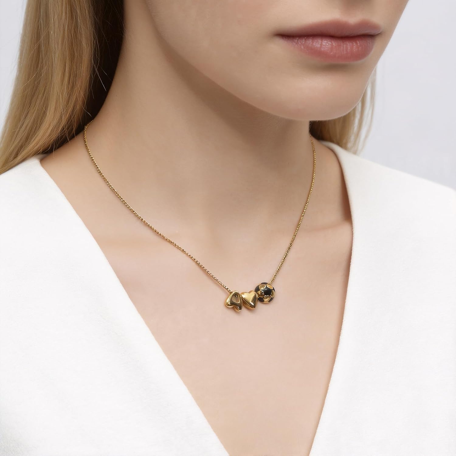 Initial A-Z Letter Necklace for Women 18K Gold Plated Dainty Heart Soccer Pendant Necklace Personalized Name Necklace Jewelry Giftfor Teen Christmas Birthday Mothers Day image 5