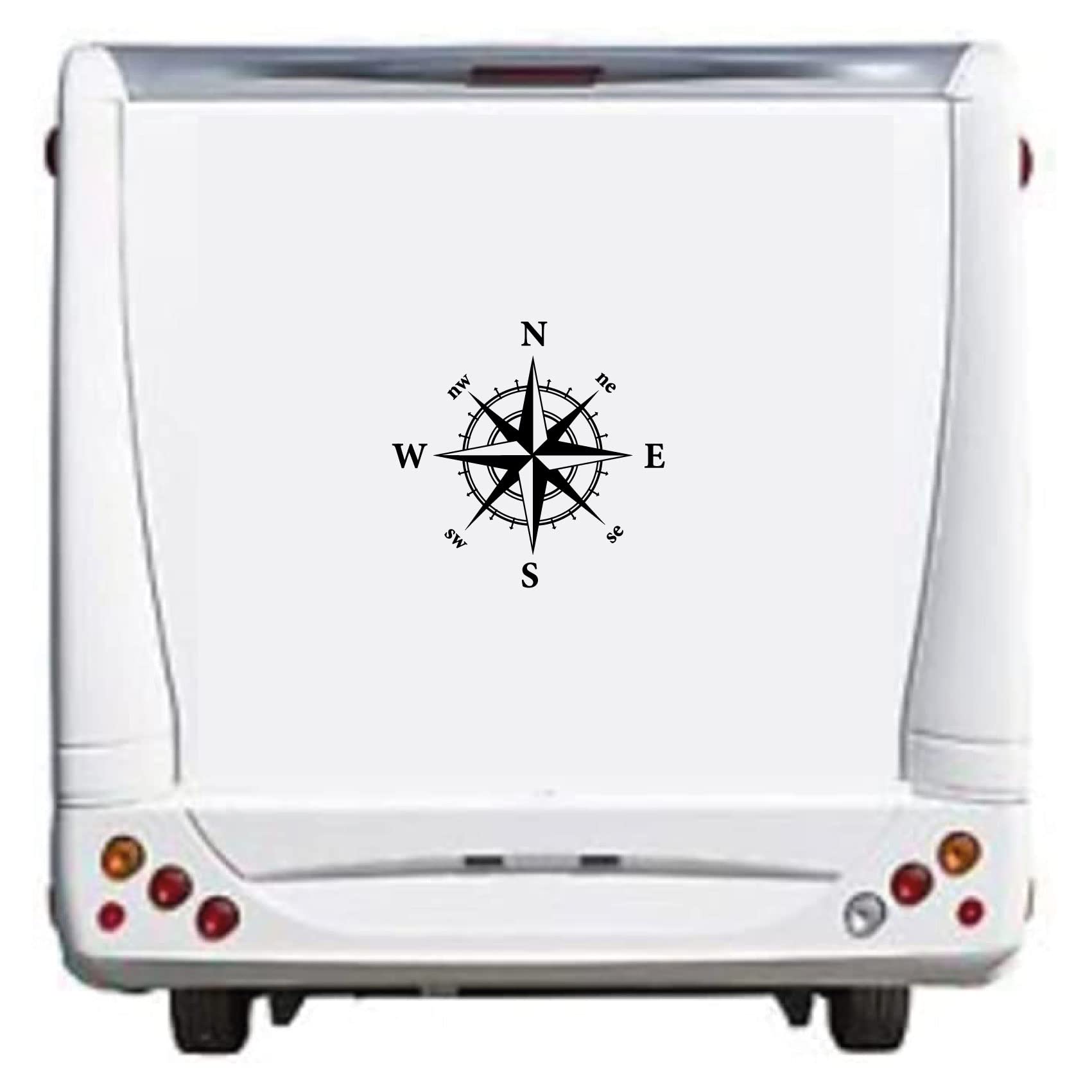 Bussola per camper, caravan, auto, rosa dei venti 35/3 (nero lucido, 60 x 60 cm)