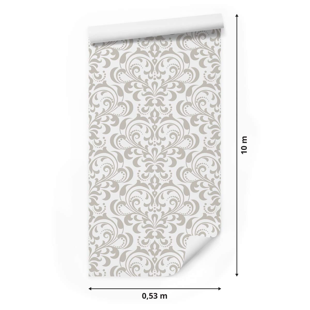 Muralo Tapeta 10 m, rolka flizeliny, kwiaty, liście, ornamenty, minimalistyczny, mozaika, tapeta z włókniny, 1000 x 53 cm, tapeta ścienna, do salonu, sypialni, nowoczesna dekoracja ścienna
