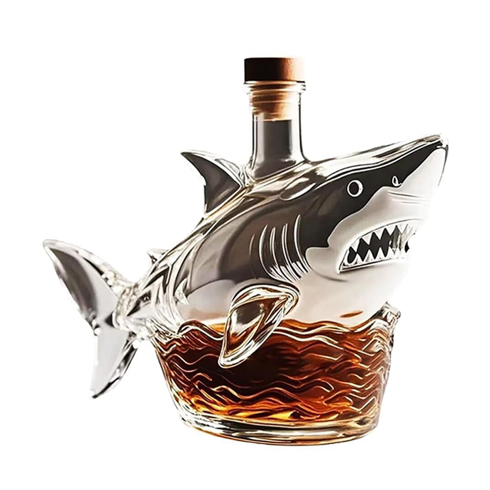 VHcgCGJ Animal-shaped decanter, 300ML Whiskey Decanter Wine Bottles Art Statue Figurine - Shark Shape Sculpture(Shark)