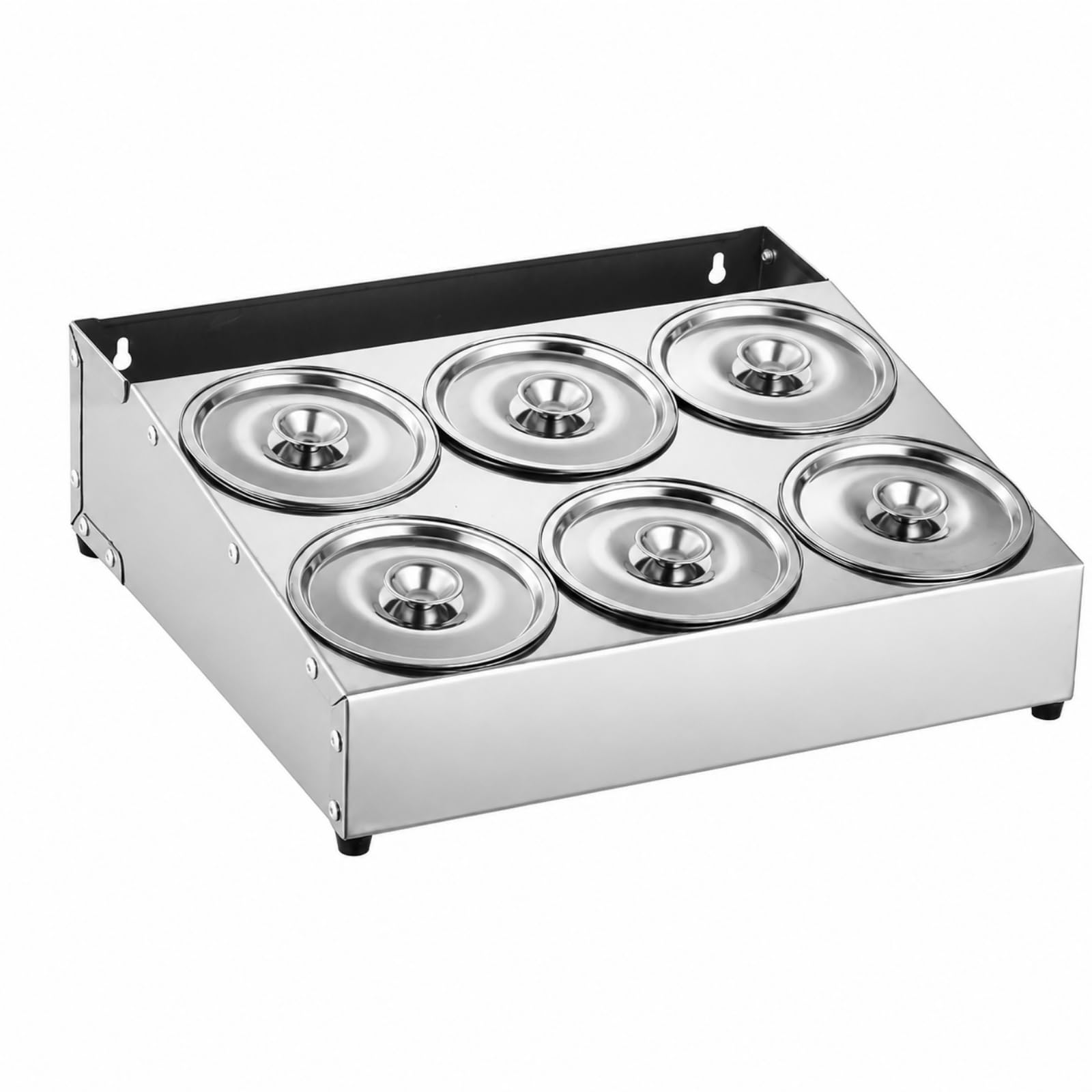 Boîte à Condimen En Acier Inoxydable à Compartimen Rack à Condimen En Acier Inoxydable Polyvalent Boîte à Éces Cuillère pr Café, 5 Compartiments
