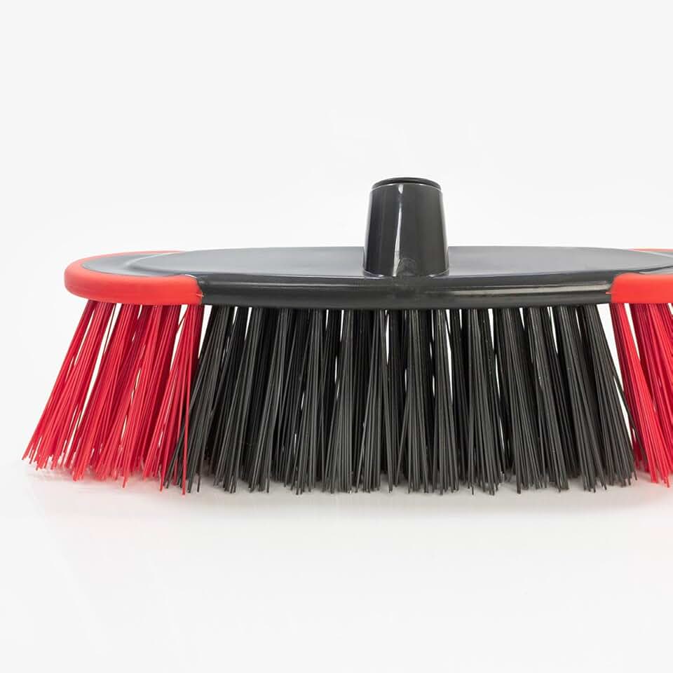 Powermaid Vassoura esfregão para pisos rugosos, cimentados de pedra, asfalto estilo piaçava - Vermelho e Preto