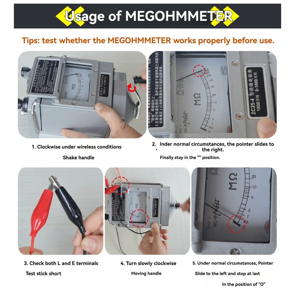 ZC25-4 Tester di di Isolamento 1000V Tramegger Elettricista Megaohmetro Manovella Tramegger Plastica