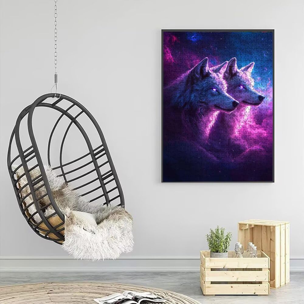 Puzzle 3000 elementów, puzzle dla dorosłych gwiaździste niebo wilk artystyczne puzzle, gra puzzli, drewniane układanki, niemożliwa klasyczna układanka, do gry edukacyjnej wyzwanie zabawki, układanki