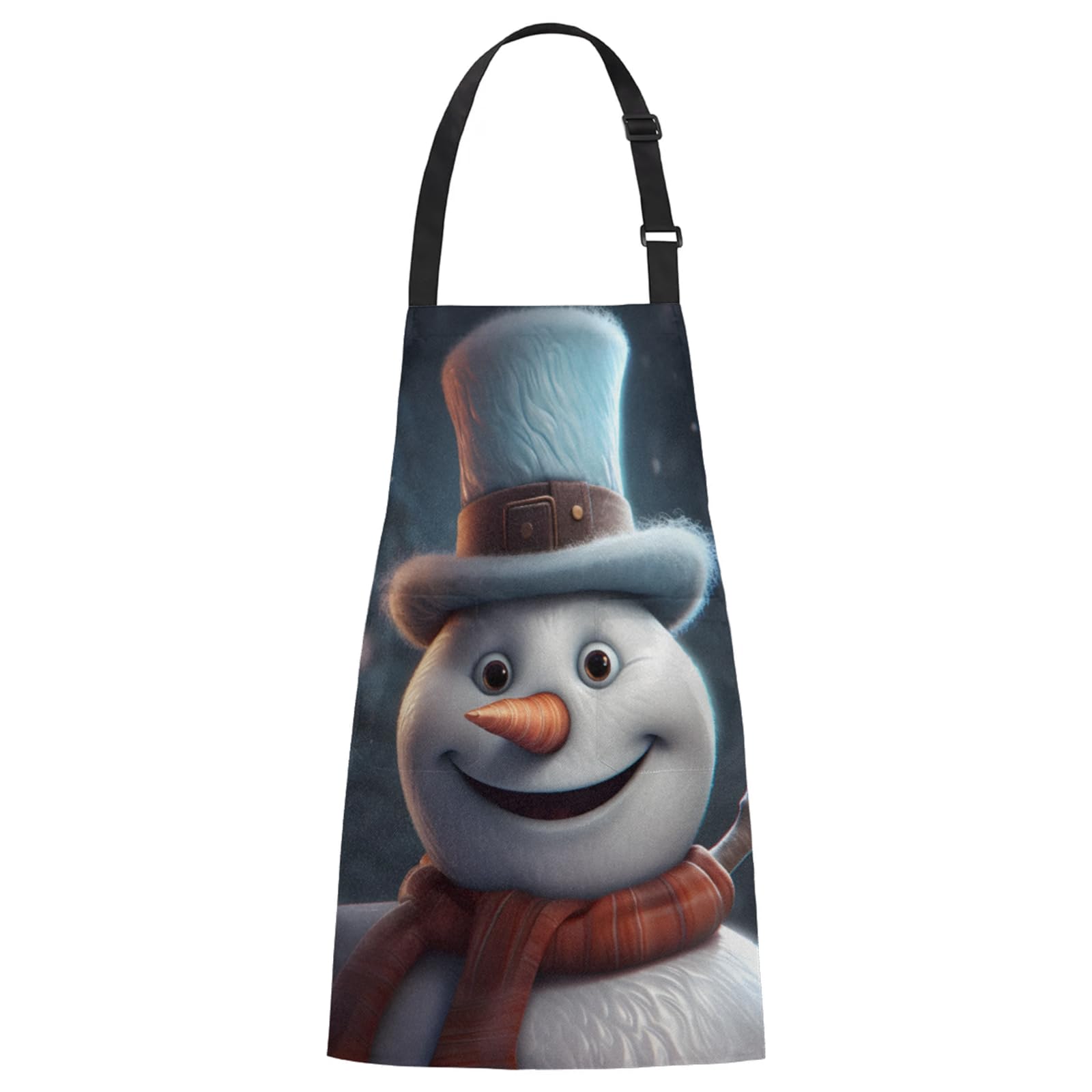 Aglebo Snowman Cute Chef Apron with Pockets Adjustable Shoulder Strap Waterproof Cooking Apron for Kitchen Baking Gardening Pottery Painting