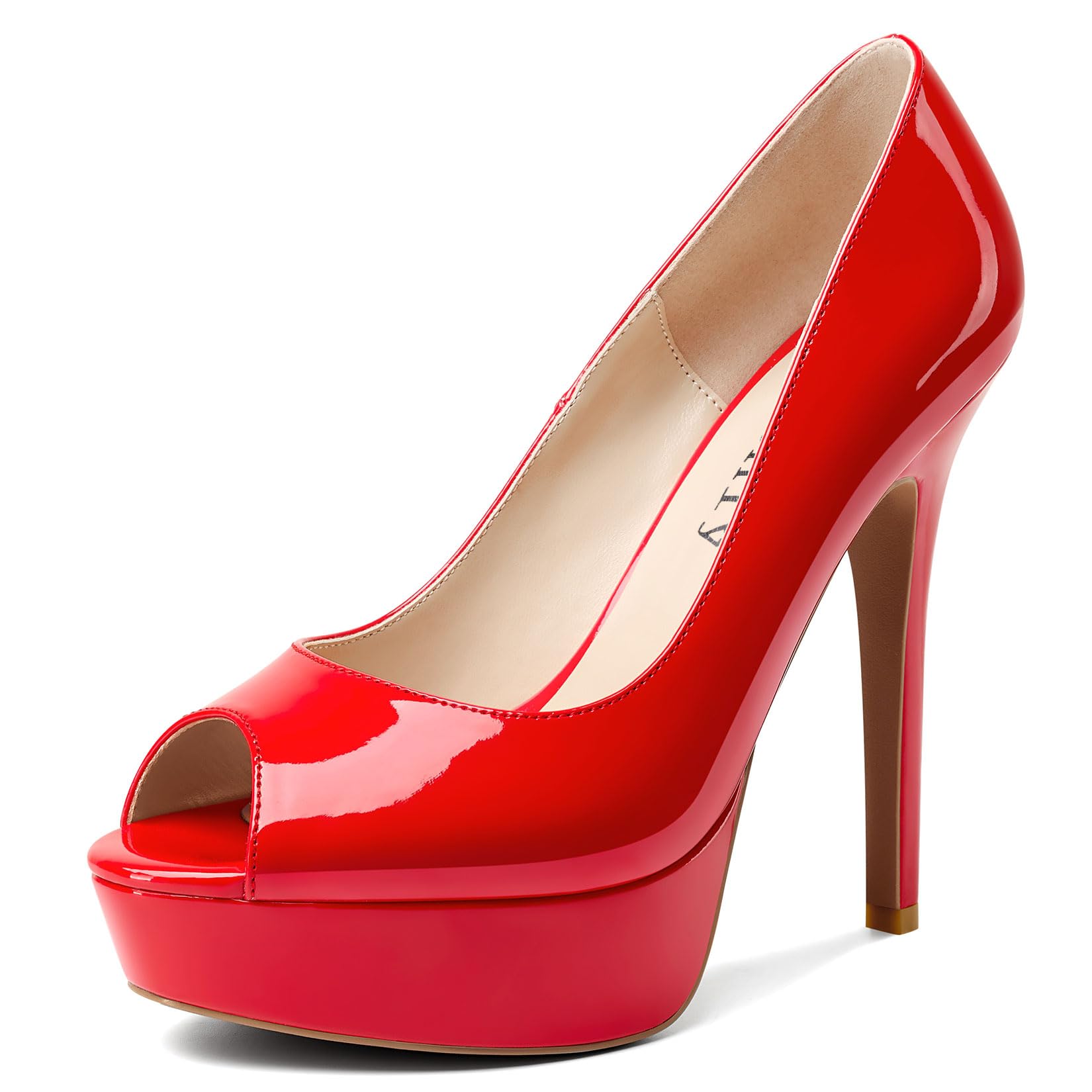 DearOnly Women's Sky High Heels Platform Pumps Slip On Sexy Peep Toe Stilettos 5" Heel Classic Dress Party Footwear Shoes