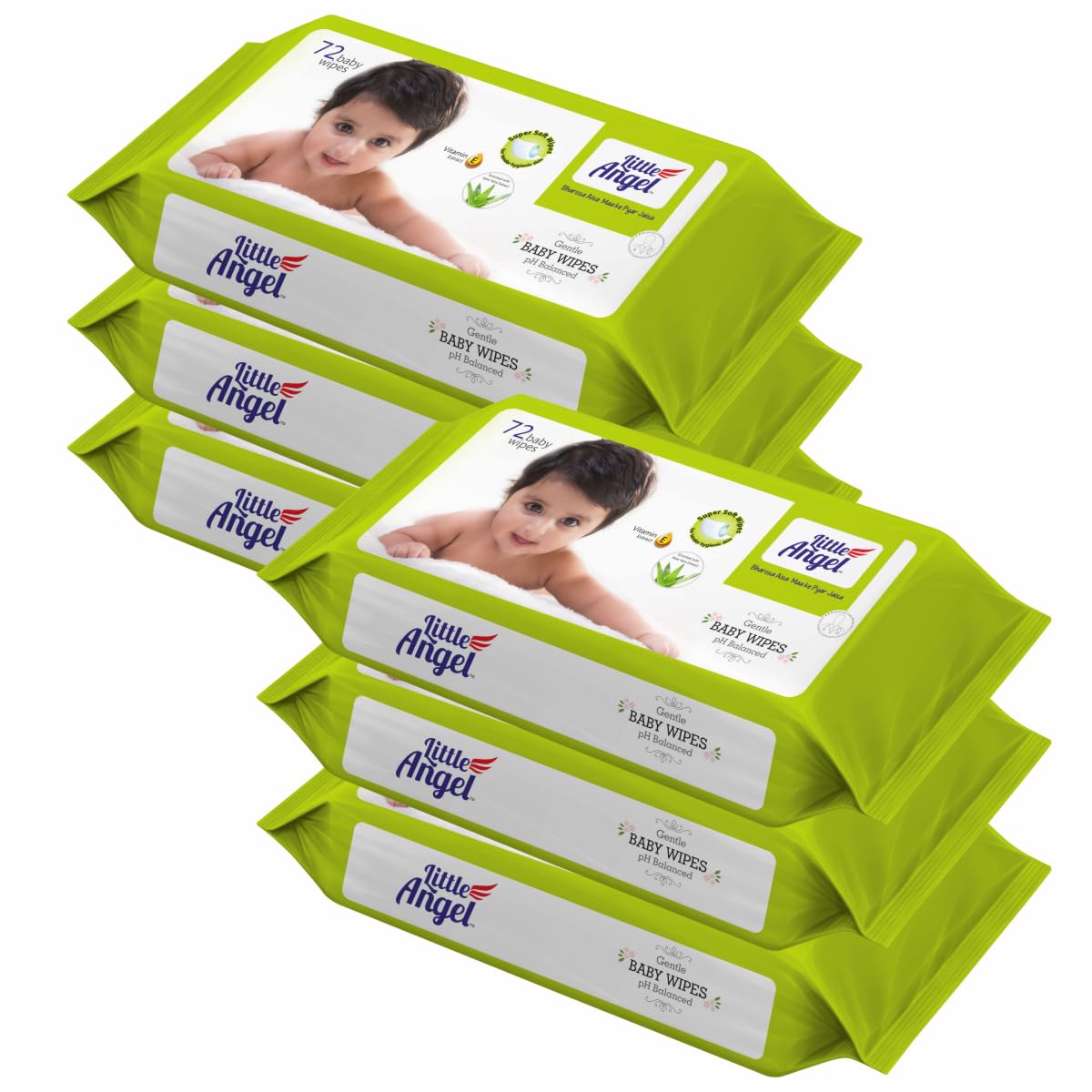 - Gentle Soft Cleansing Baby Wipes 432 Count with Aloevera & Vitamin E, Combo pack of 6, 72 count/Pack