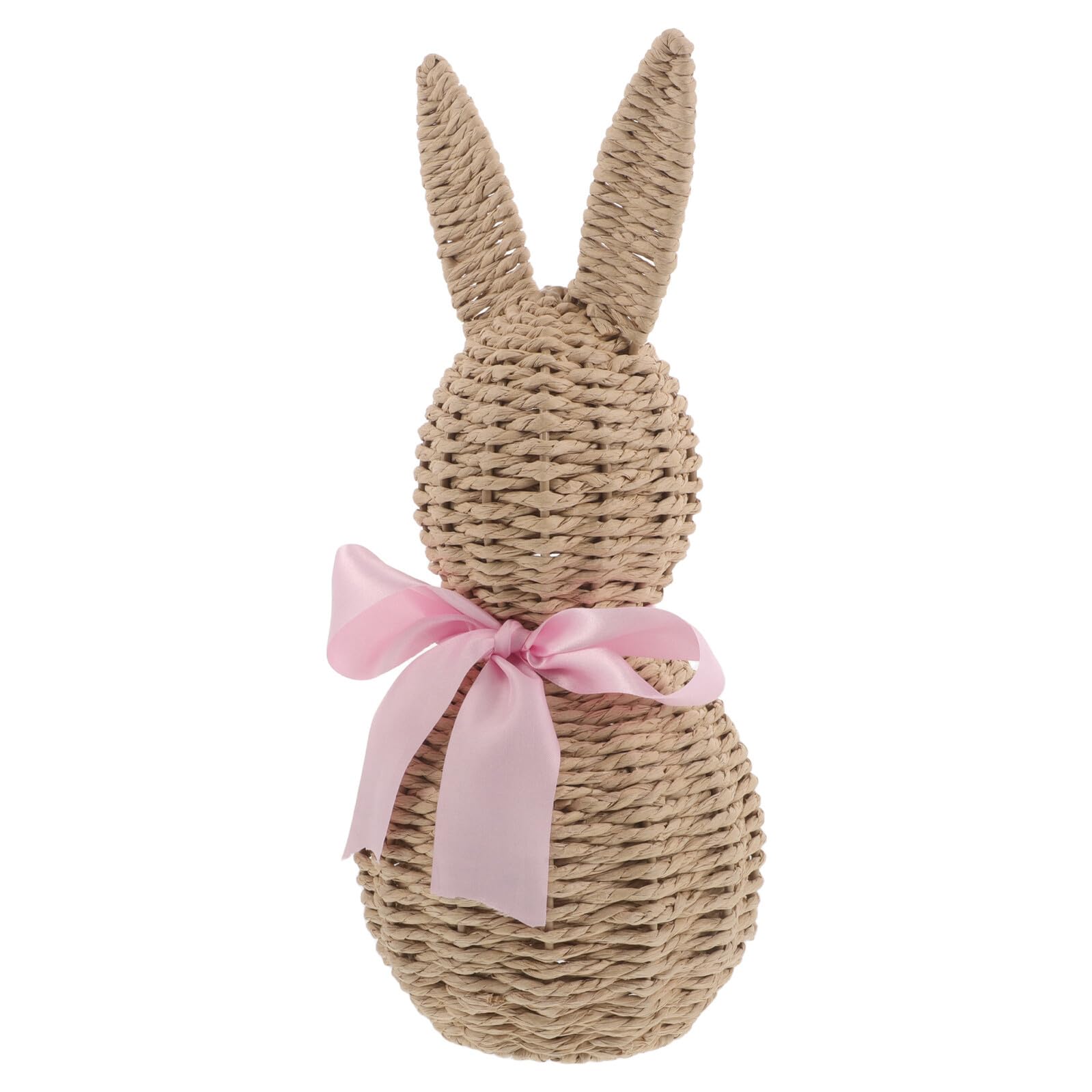 Statuina Coniglietto Pasquale Intrecciata a Mano in Vimini Naturale 30 Cm, Decorazione Rustica da Tavolo per Festa di Pasqua, Centrotavola Coniglio Pasquale Fatto a Mano per