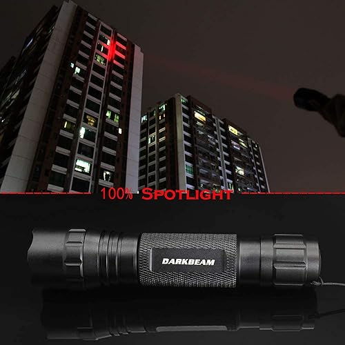 Miniatura 5 de DARKBEAM Linterna de luz roja táctica LED recargable, con zoom portátil, luz roja para pesca, caza, detector de astrofotografía