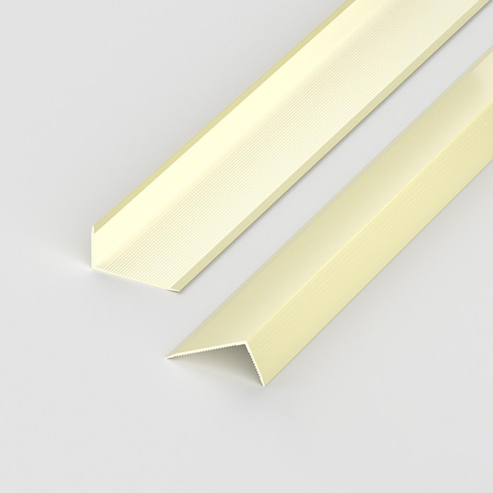 Wood Grain L-molding Transition Strip, Flexible PVC Door Threshold with Back Grooves, Cuttable Floor Edging Trim for Wall Corner Stair Protector