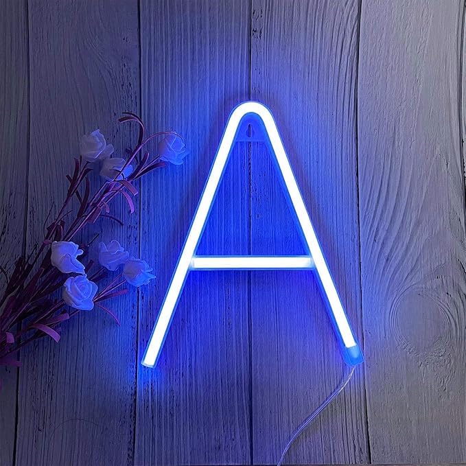 Letter Neon Lights - Personalized USB Light Signs for Wall Decor Bedroom Home Office - Switch Controlled LED Word/Name Signs Unique Gift Idea & Party Hanging String Lights（Letters A) — image 1