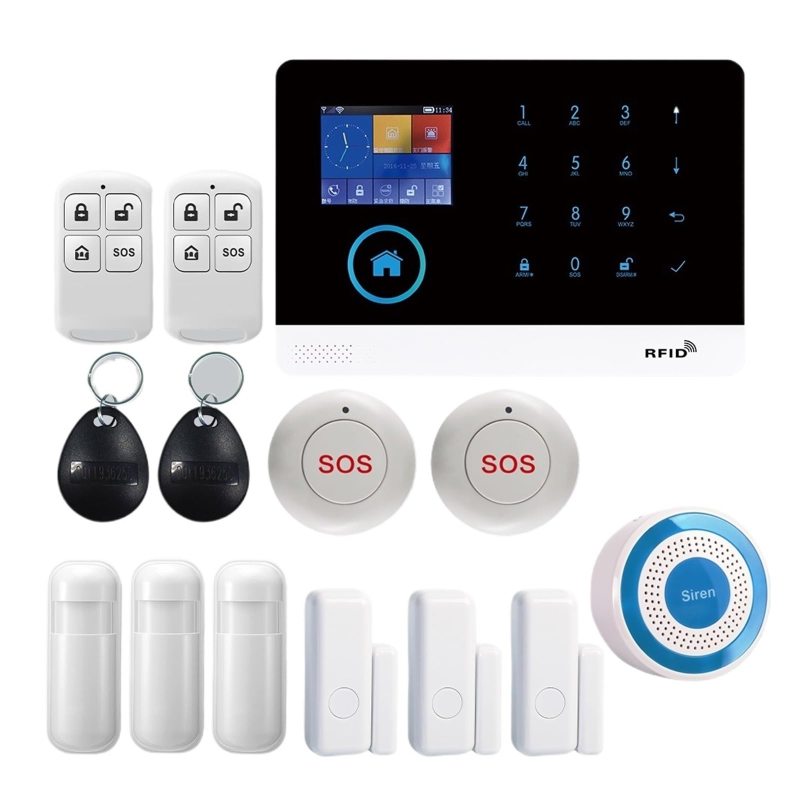 Sistemi Allarme Casa Di Allarme SOS GSM WIFI Sicurezza Domestica Senza Fili Con Telecomando APP Disinserimento Del Braccio Della Scheda RFID Fotocamera(PG103-2G-H.)